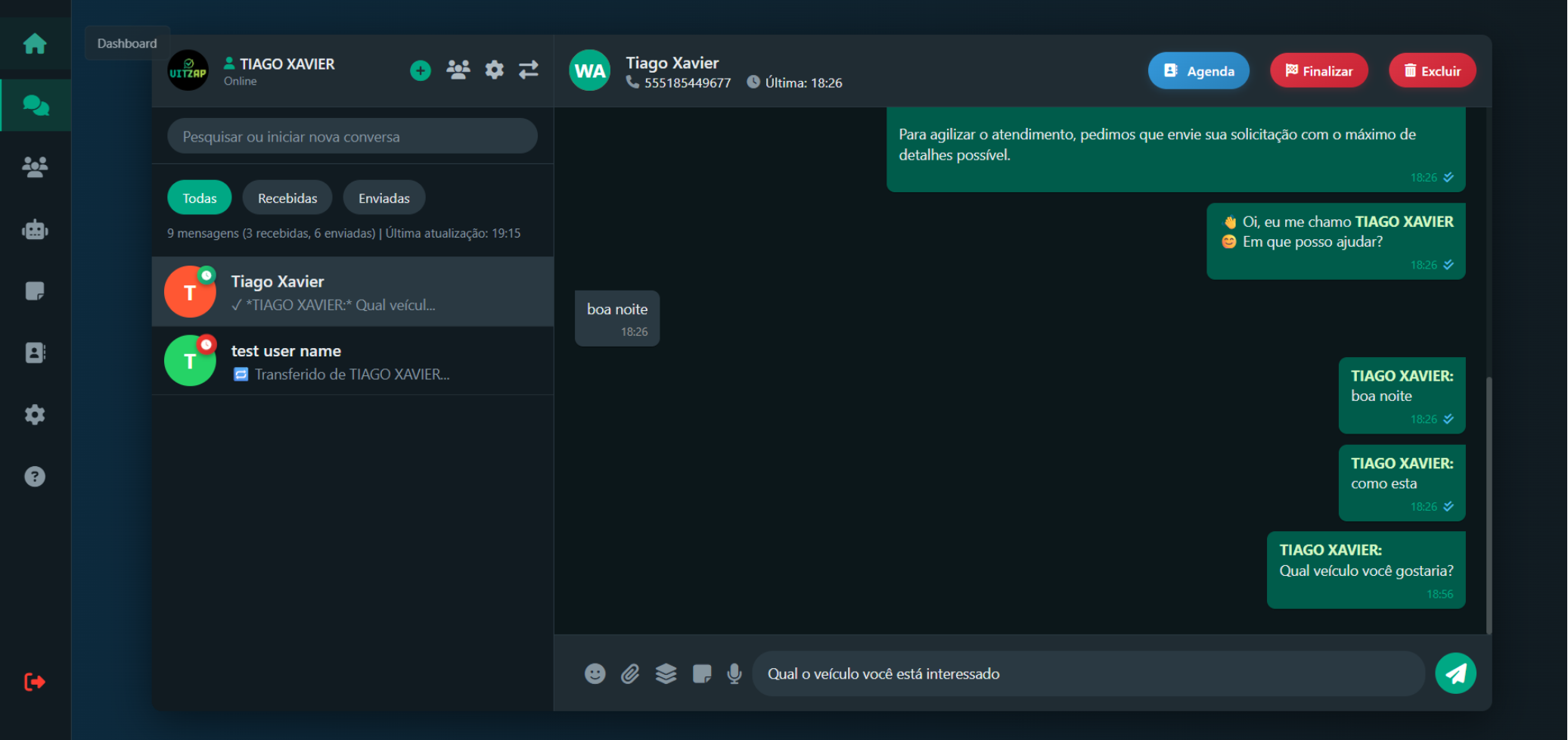 Tela de Conversas do VitZap