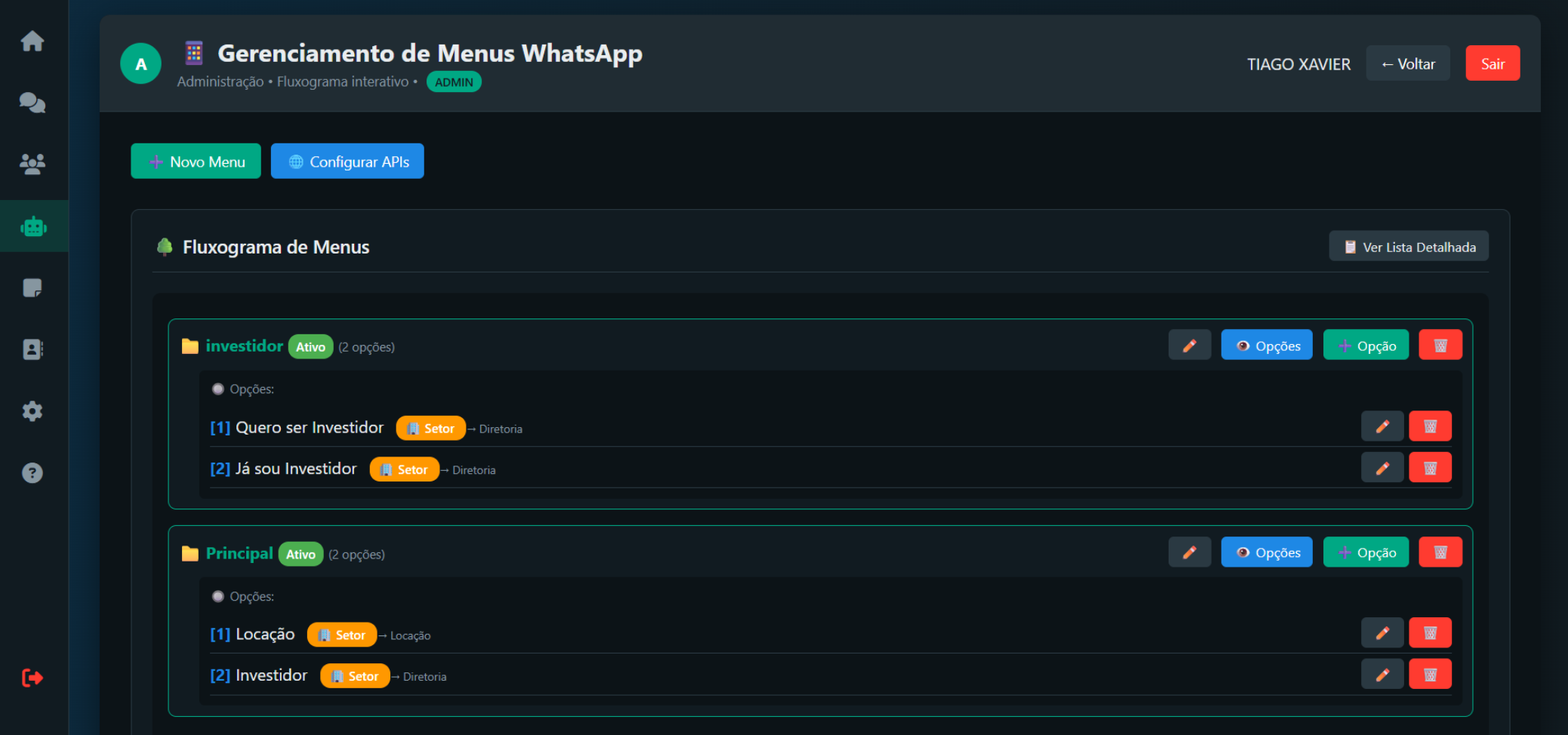 ChatBot Menus